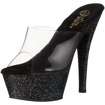 Pleaser KISS-201MG Damen Plateau Sandalen Schwarz (Glitzer) 40 EU (7 Damen UK)