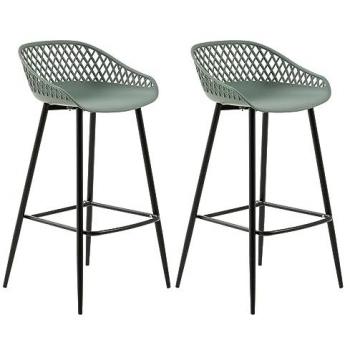 Lot de 2 chaises hautes IREK en plastique vert de gris