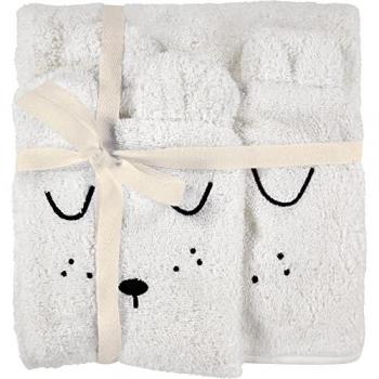 Set Alvi ® asciugamano da bagno con cappuccio e guanto bianco