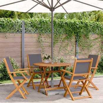 Solid Wood and Anthracite Fabric 5-Piece Garden Dining Set