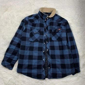 Chemise à carreaux, col rabattu, style coréen, manches longues, ample et épaisse