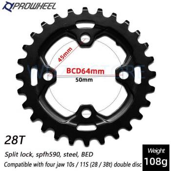 Pédalier double plateau 28 T, 36 T, 38 T – VTT ProWheel 104 / 64 BCD