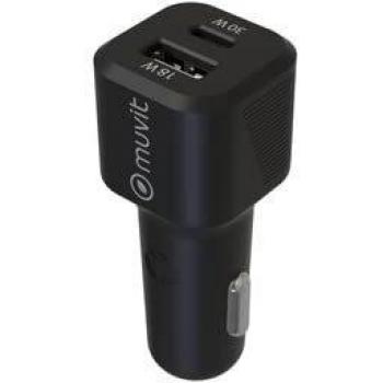 Caricatore Accendisigari USB-C 30W e USB-A 18W Nero