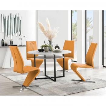 Adley Round Dining Table with 4 Willow Chairs in Grey Concrete Effect