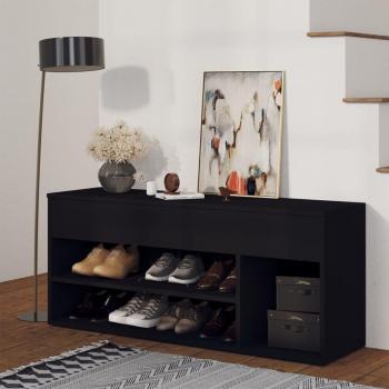 Panca Portascarpe Nera 105x30x45 cm in Truciolato con Cassetto