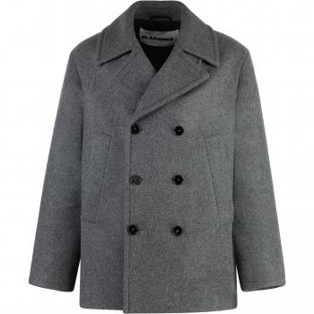 Jil Sander Gray Wool Double-Breasted Coat
