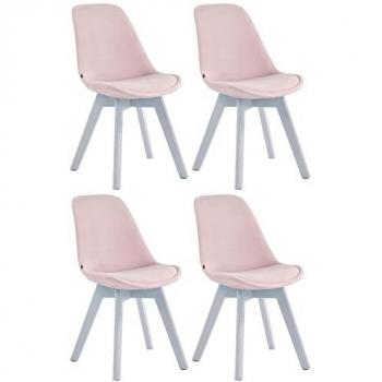 Borneo Terciopelo Chic: Set Cuatro Sillas para Comedor (Rosado/Blanco)