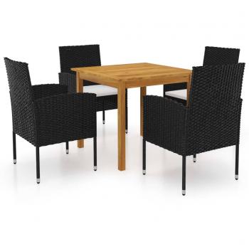 Juego de comedor al aire libre 5 piezas negro