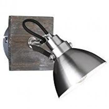 Trio Timber Wandlicht 805000130 – Metall Nickel, Holz Sockel (E14)