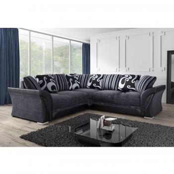 Farrow & Ball Crushed Chenille Fabric Sofa, Black and Light Grey