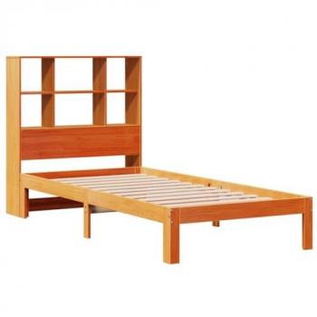 Lit Cire Marron 75x190 cm – Bibliothèque sans matelas, Pin Massif