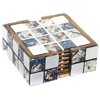 Posavasos DKD Decorativos en Resina sobre Soporte de Madera MDF (6 pcs)