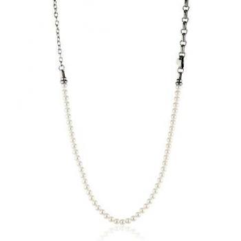 Collier Raffiné Argent/Blanc avec Perles