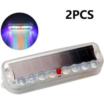 10 LED Solar-LED Auto Einbrecher Alarm mit Blinklicht, 2er Set