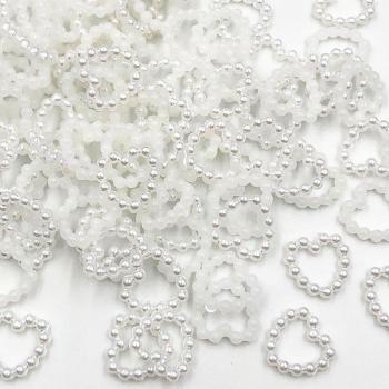 100 pcs Beige/White Color Heart Flatback Pearl Flower Embellishments