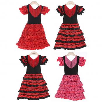 Robe de Performance Flamenco en Noir et Rouge