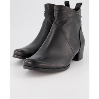 Plus Size Black Leather Ankle Boots for Women, Gathers, Size 7