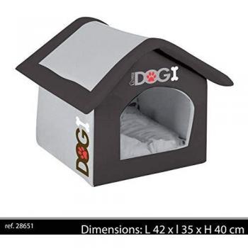 Maison matelassée pour chien DOGI Gris et noir L 42 x P 35 x H 40 cm