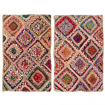 Tapis Rectangulaire Signes Grimalt, 60x90 cm, jute et coton multicolores