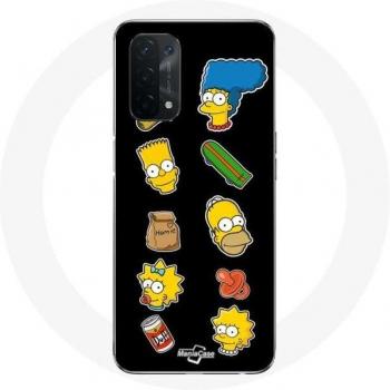 Oppo A74 5G Case with Simpsons Stickers on Black