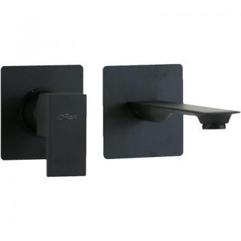 Palas de lavabo negro mate con boca larga 170 mm