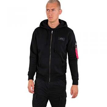 Alpha Industries Kapuzensweatjacke Back Print Zip Hoodie Herren Schwarz 3XL