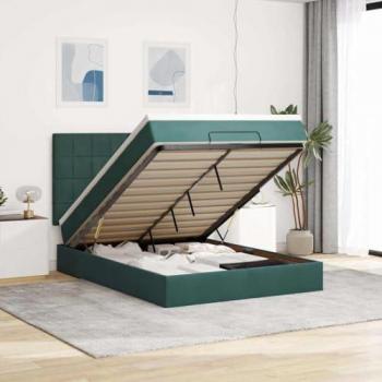 VidaXL Ottoman Mattress Frame in Dark Green Velvet – 140x190cm