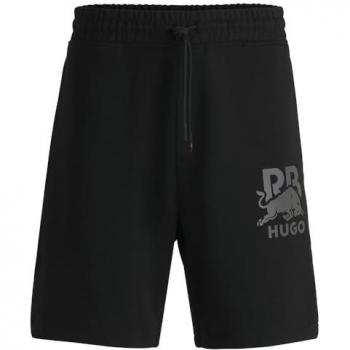 HUGO Shorts mit Label-Print 'Hugo X Rb' Schwarz