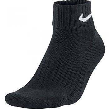 Nike Men's/Women's One Quarter 3PPK Value Socks, Black (Black/White), L
