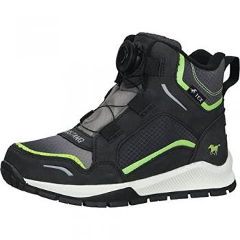Winterboots MUSTANG SHOES, Kinder, Gr. 34, schwarz (schwarz komb), Lederimitat, sportlich, Schuhe, Winterstiefelette, Snowboots mit BOA-Schnellverschluss und TEX