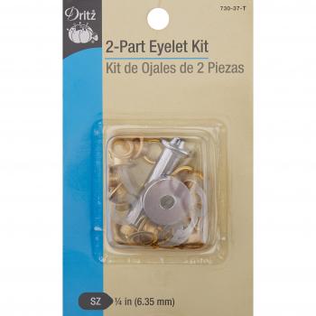 Dritz Premium 1/4 Matte Gold Eyelet Pack (15×) with Complete Tool Set