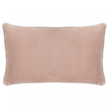 Housse de coussin rectangulaire matelassée en lin uni rose 30x50 cm