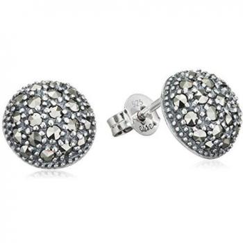 Essenza Damen Silberohren mit Markazit – 925, oxidiert, 1,1 cm