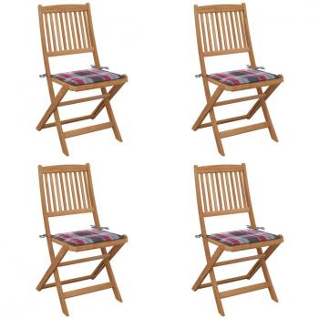 Klappbare Gartenstühle 4er Set mit Kissen aus Massivholz Akazie