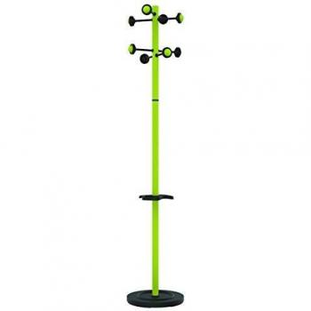 Portemanteau métallique Unilux Accueil sur pied 8 crochets avec porte-parapluies et égouttoir 177 x 38 cm Vert