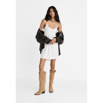 White L Stradivarius Short Dress with Flowing Design