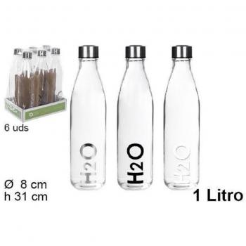 Set 6 Pz Bottiglia Vetro 1lt H2O Assortita