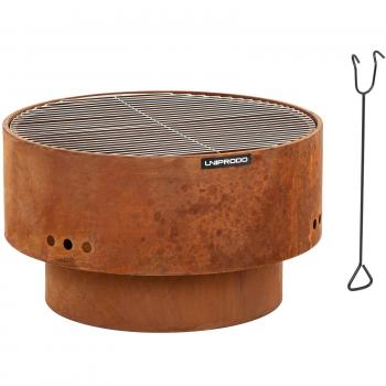 Uniprodo Feuerschale Feuerschale in Rostoptik mit 2 Rosten Feuerschale in Rostoptik