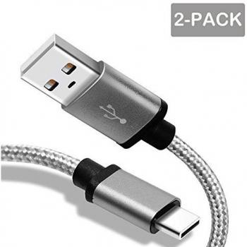 Fundro USB C Kabel für Samsung Galaxy S8, [2-Pack 0.9M / 3FT] Nylon Typ C Datenkabel