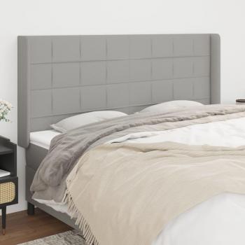Cabecero con orejas de tela 203x16x118/128 cm gris claro vidaXL