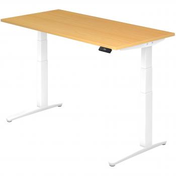 Verstellbarer Schreibtisch mit Sitz-Steh-Funktion 160x80cm Buche/Weiß