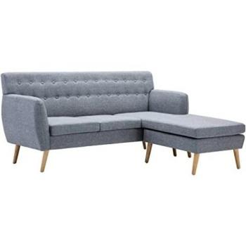Midnight Mist L-Sofa Upholstered in Grey Velvet