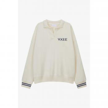 VOGUE Cream Polo Sweatshirt with Logo