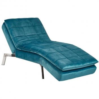 Chaise Longue Velluto Imbottito Verde Schienale e Poggiapiedi Regolabili Loiret