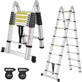 Scala Telescopica 500 cm AUFUN Argento 150 kg