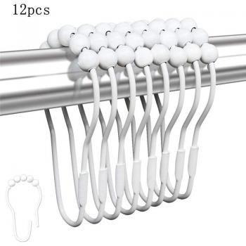 Ensemble d'anneaux de douche avec roulements en métal, 12 pièces