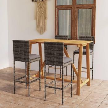 Mobilier de Patio Salon de Jardin 5 pcs Gris