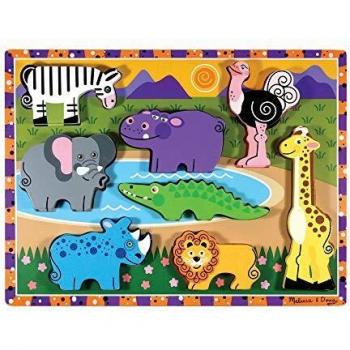 Melissa & Doug Steckpuzzle Safari, 8 große Holzteile