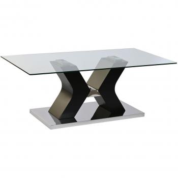 Table basse design en bois MDF avec plateau en verre trempé
