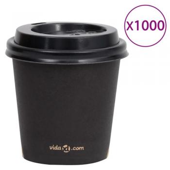 Vasetti di Carta per Caffè con Coperchio Nero 120 ml (1000 pz)